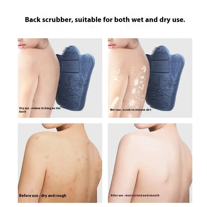 Silicone bath massage cushion measuring 31x32 cm in blue colour for back scrubbing