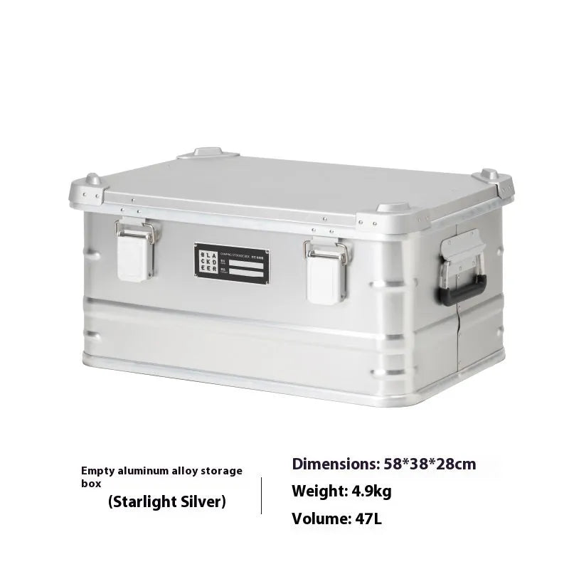 Field Green aluminium alloy outdoor storage box for camping and vehicle-mounted gear, size 58x38x28 cm