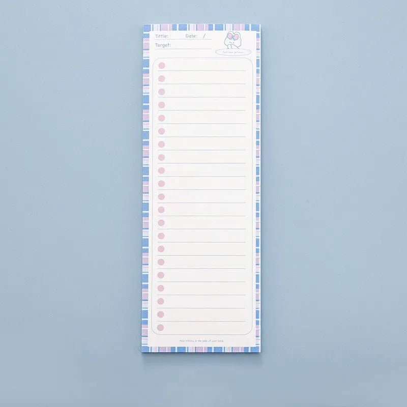 Colourful cartoon student notepad in plastic case with sticky notes, showing bear and striped design options