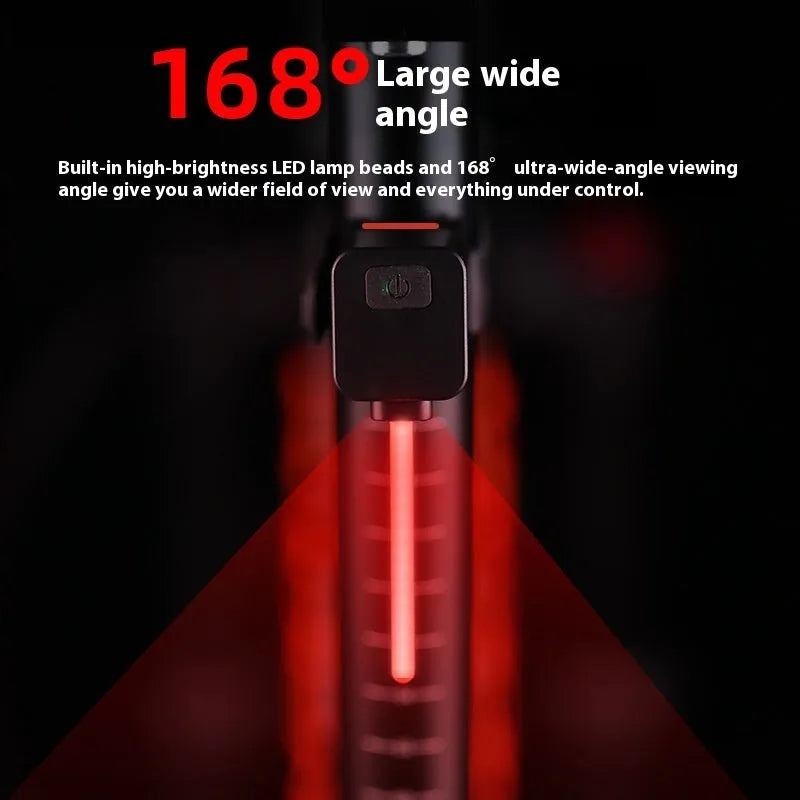Bicycle running water taillight with flowing LED lights mounted on seat tube