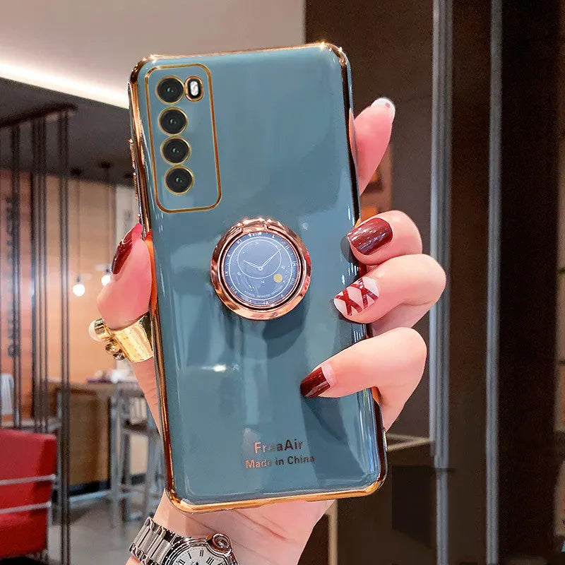 Full lens silicone phone case for Huawei Nova series in green showing all-inclusive camera coverage