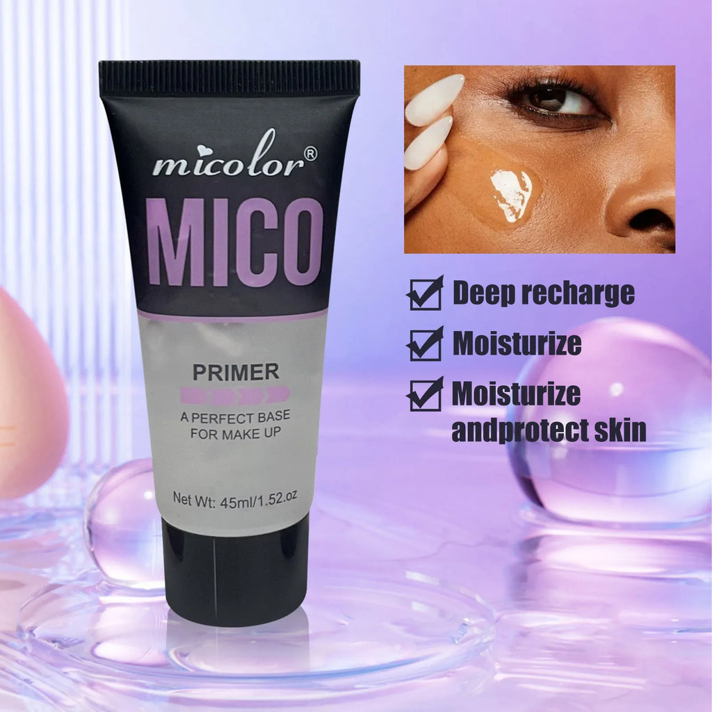 Makeup primer and setting spray two-in-one kit with 45ml and 40ml bottles.