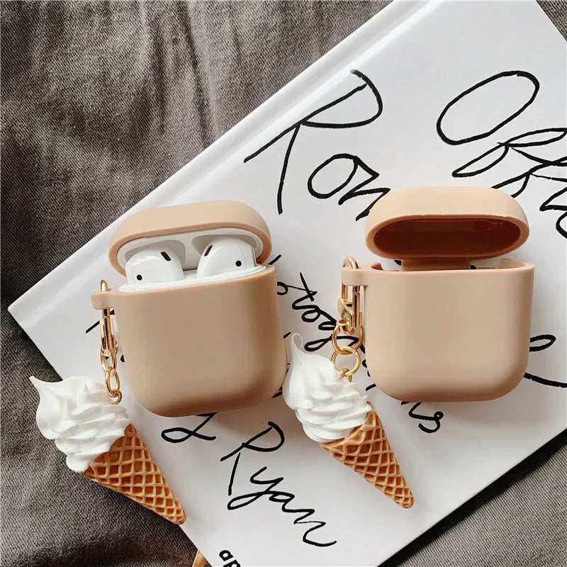 Colourful cylinder ice cream design silicone protective case for Apple AirPods 2 wireless charging case.