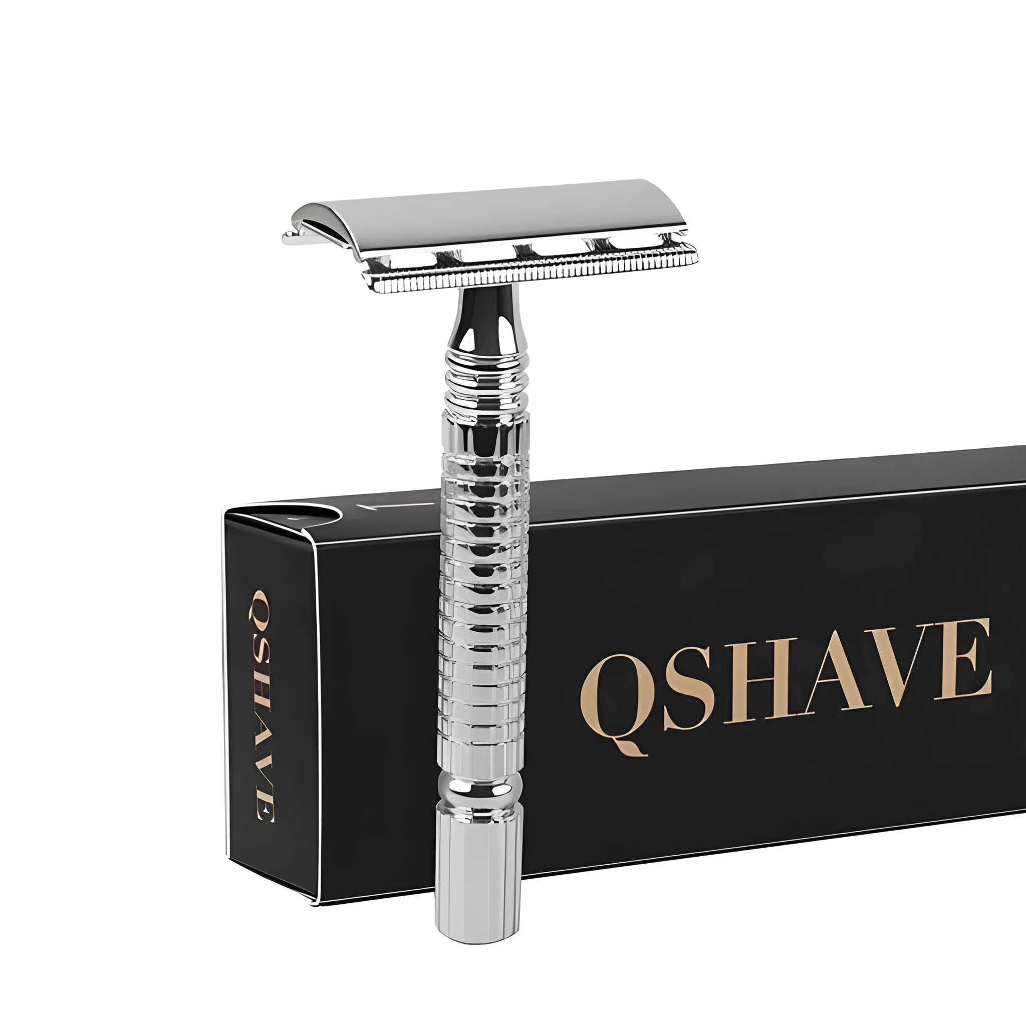 Double-edged safety razor with storage box and blade for traditional wet shaving