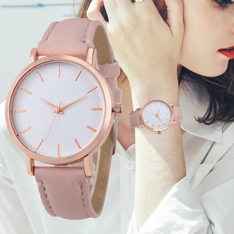 Quartz watch with square 35.5mm case and PU leather strap in multiple colour options