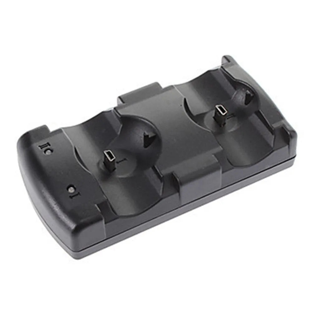 Black PS3 dual controller charging dock with USB cable for PlayStation 3