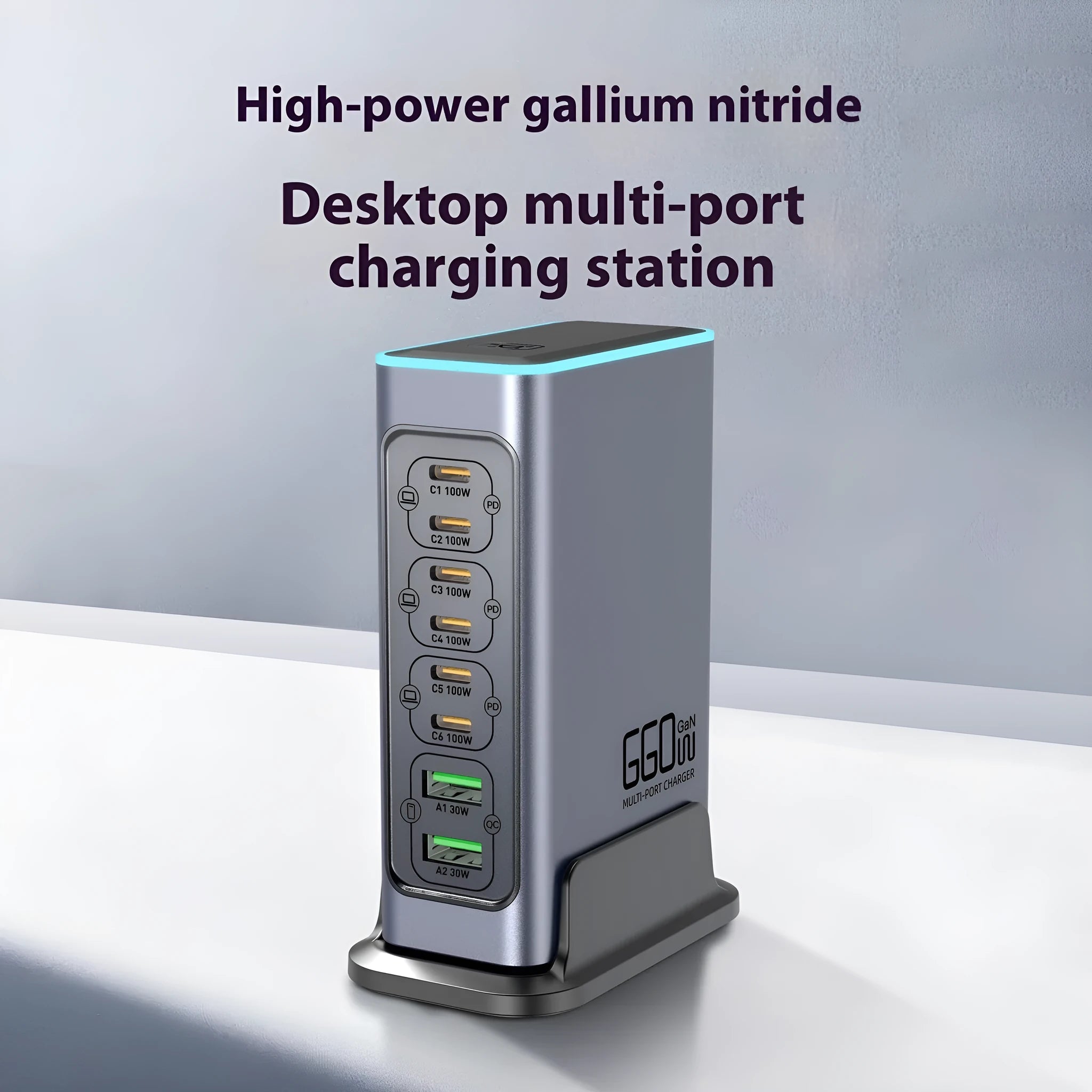 660W gallium nitride desktop charger with multiple USB-C ports for phones and tablets