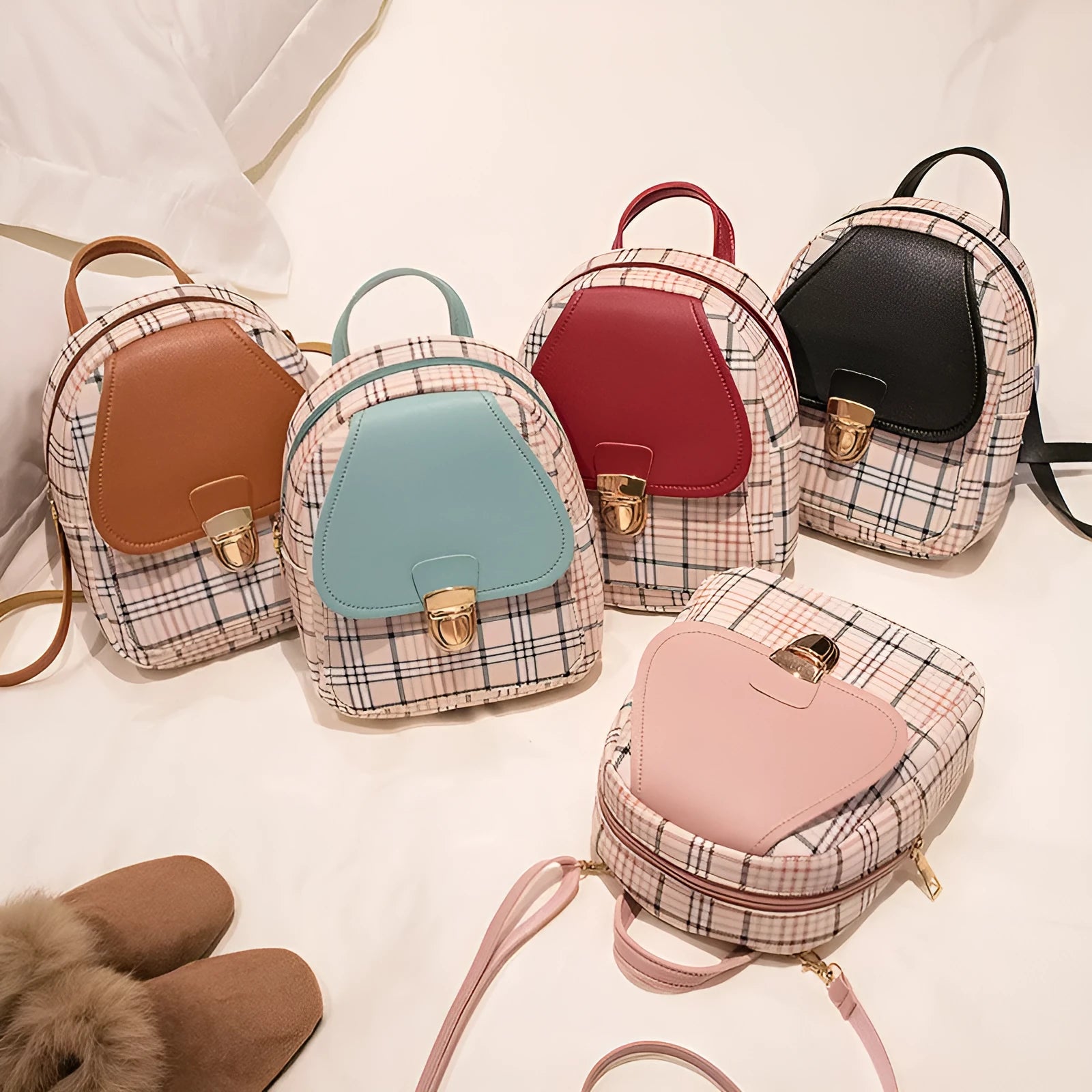 PU leather one shoulder diagonal phone bag shown in available colours