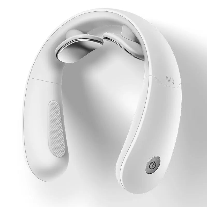 M3 neck massager in white with electronic pulse technology 150x150x4.5cm charging remote control