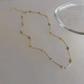 Square colour clavicle chain necklace with geometric artificial crystals in gold or white K plating