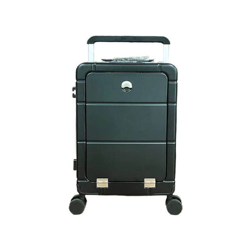 20-inch front opening suitcase with wet dry separation compartments and universal spinner wheels