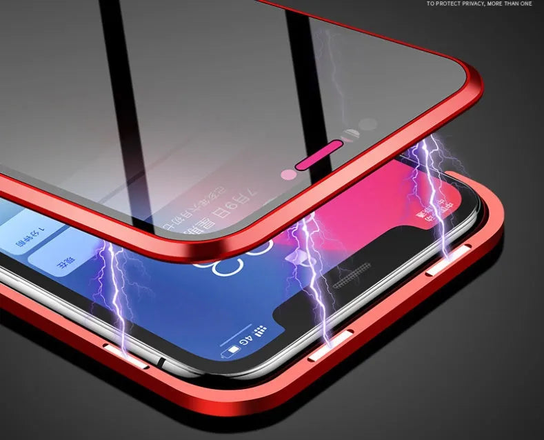 Samsung Galaxy magnetic privacy phone case with anti-peeping screen in closed position showing magnetic closure