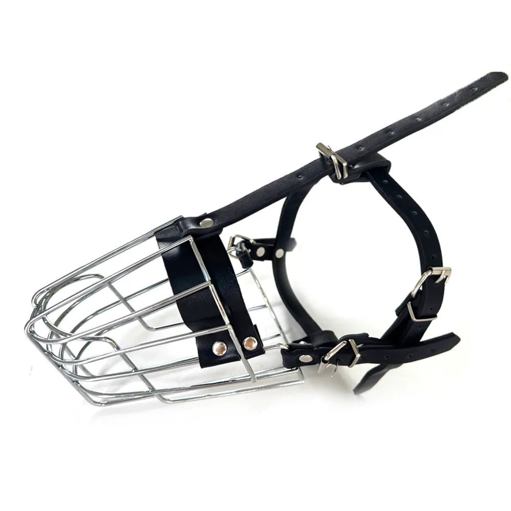Black metal basket muzzle for Golden Retriever or German Shepherd dogs