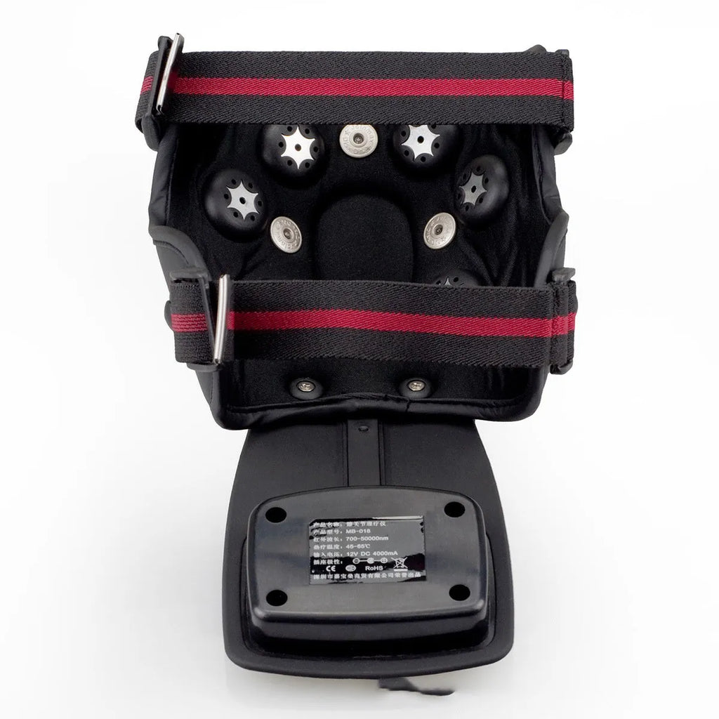 Infrared knee and shoulder massager with adjustable temperature control, knee pads, and shoulder pads.