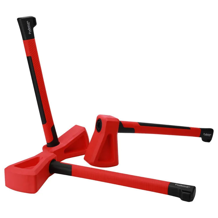 Red plastic axe muscle trainer fitness equipment for home workouts.