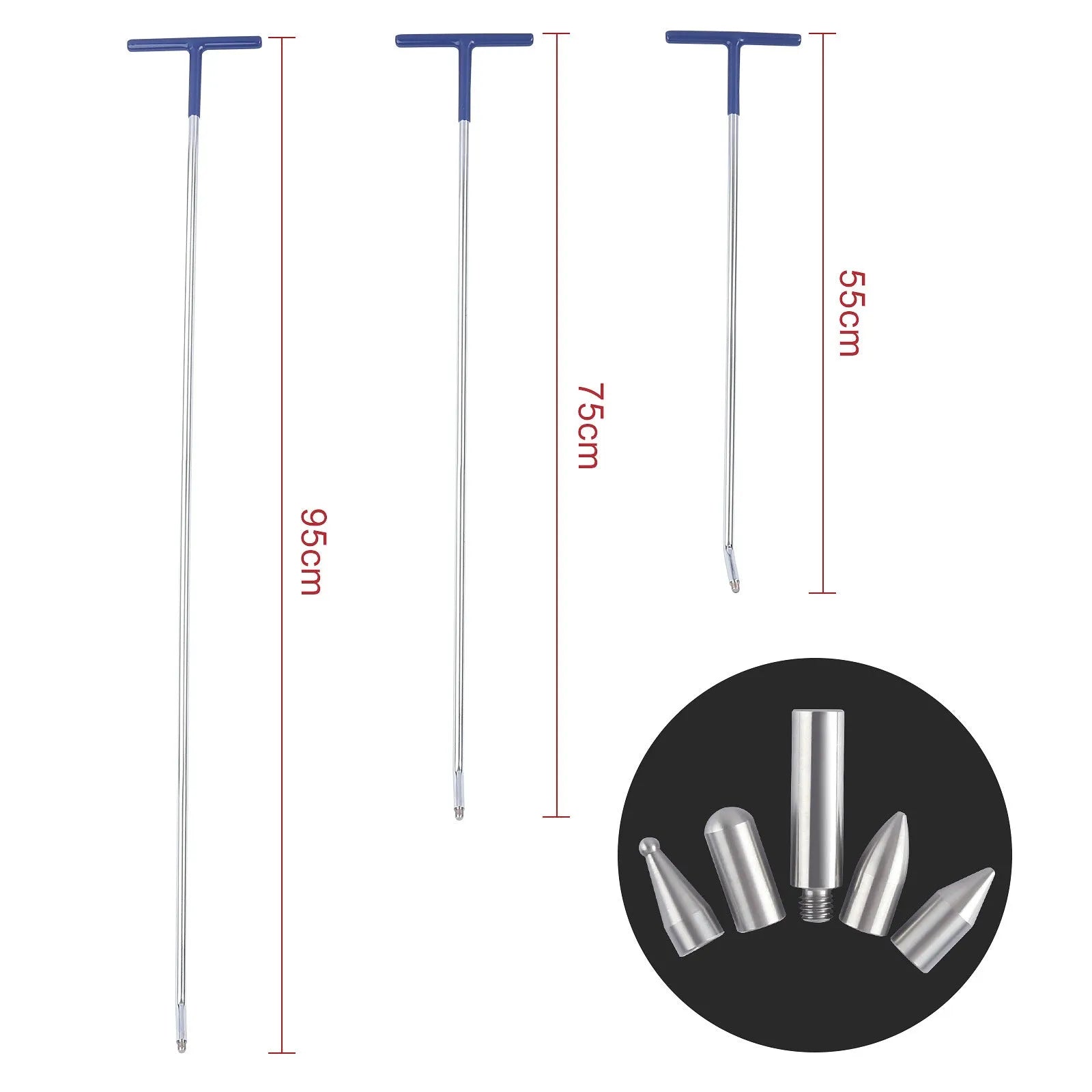 Three alloy steel car dent repair tools: hooks and crowbars for body panel repair.