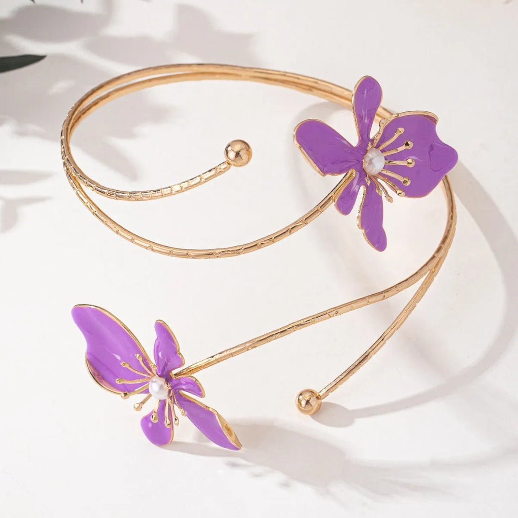 Pink alloy armband with hollow pattern design for casual jewellery wear