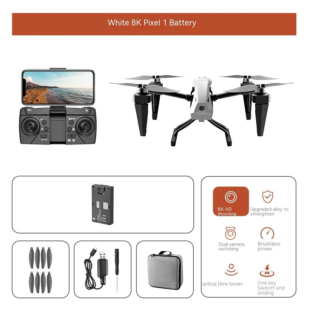 KS66 black and white alloy drone with camera and remote control on grass
