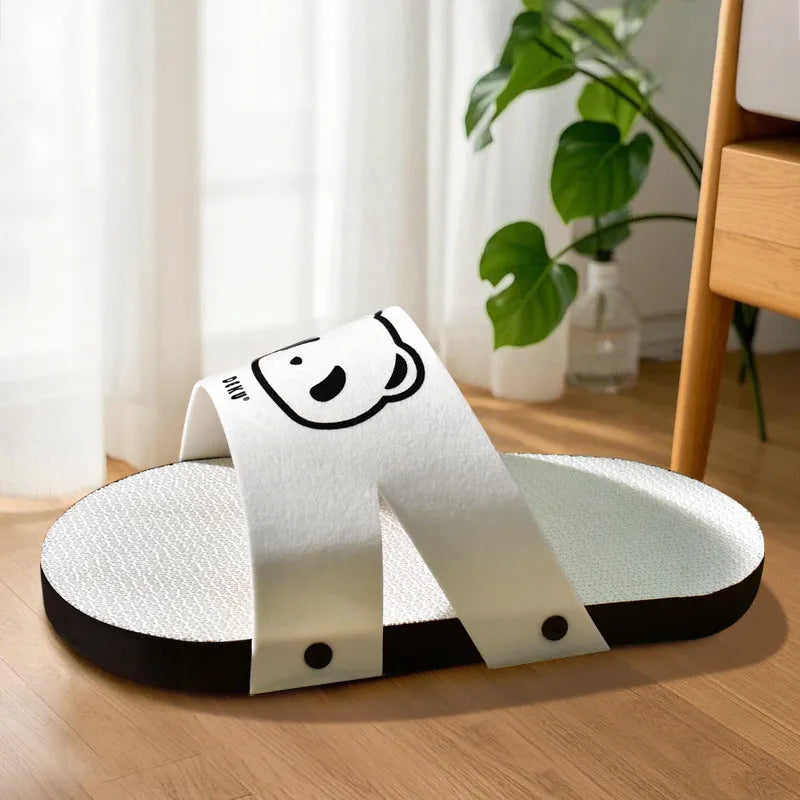 White corrugated paper cat scratch board with slipper style design