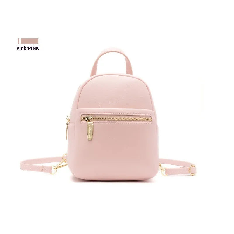 Soft PU mini backpack with three-dimensional pockets in street trend style showing contrast colour details