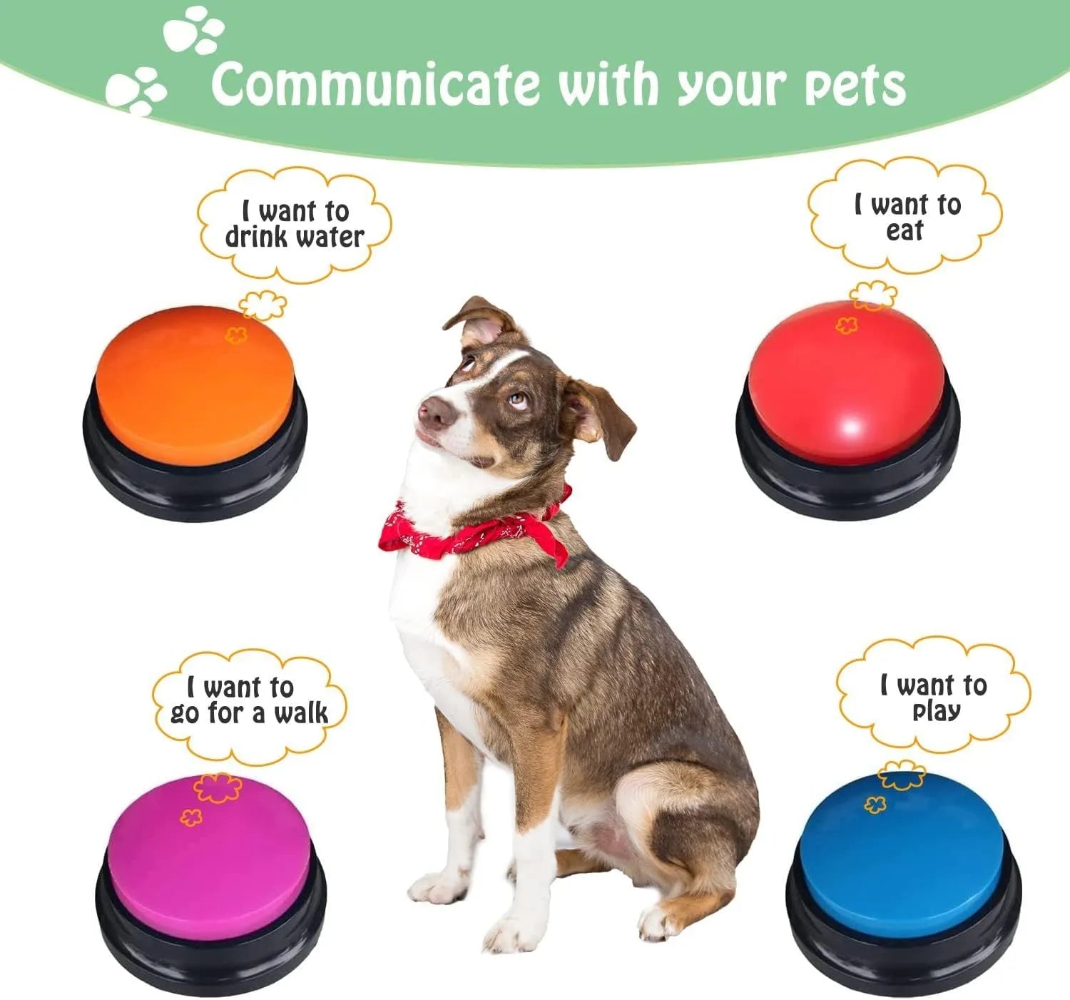 Blue voice recording button for pet training with 30-second record playback.