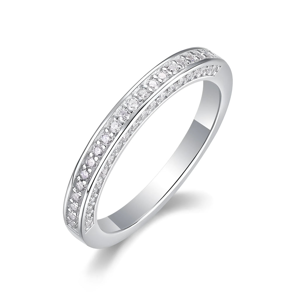 The Plucked Star moissanite wedding ring set in S925 silver with platinum plating, available in multiple colours