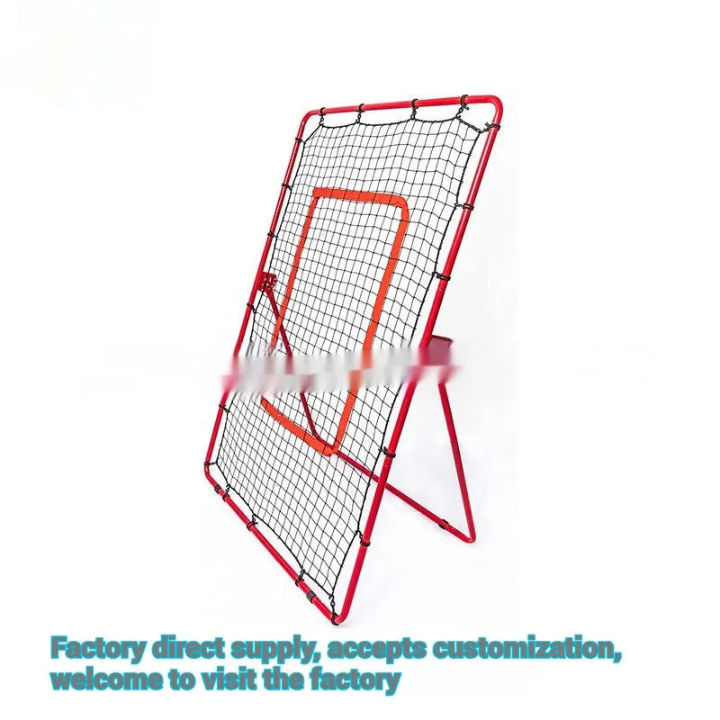 Red 4x6ft baseball training net with adjustable metal frame for sports practice