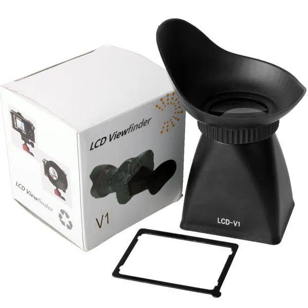 Black camera framing amplifier viewfinder magnifier with magnetic mount for DSLR cameras