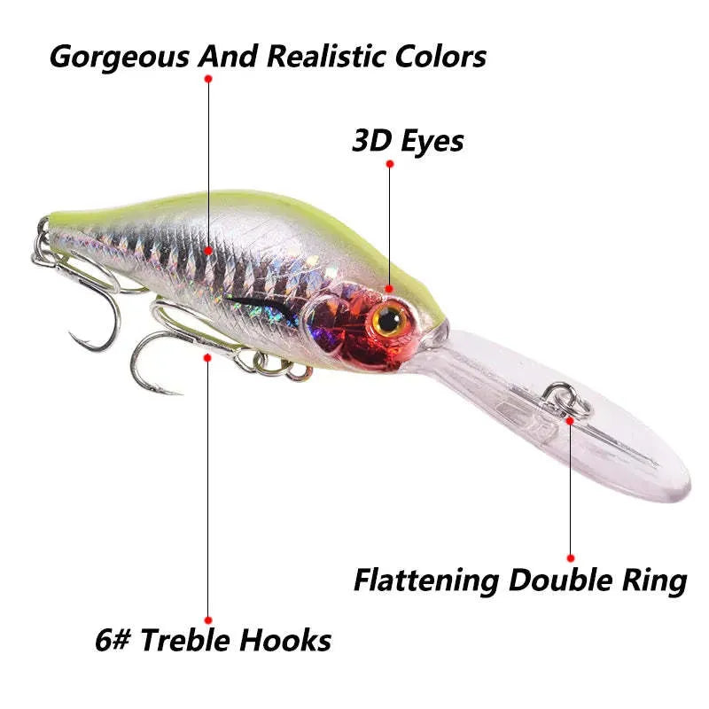 10.5cm hard plastic Mino Lure fishing bait in assorted colours for deep diving predator fishing