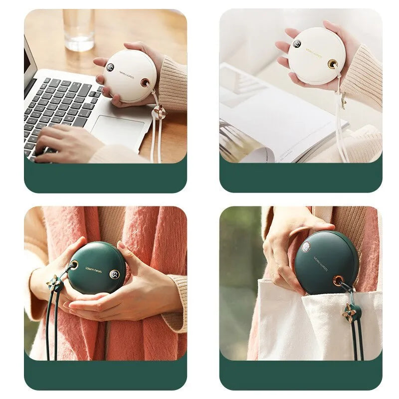 5000mAh hand warmer power bank with digital display in green, pink, or white colours
