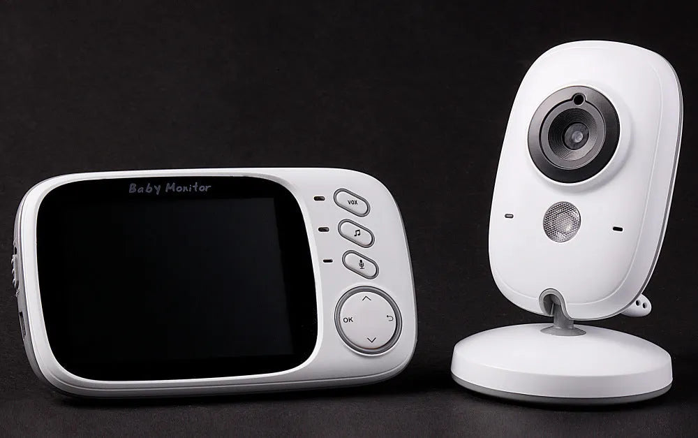 VB603 digital baby monitor showing handheld unit with 3.2" screen and separate camera with night vision