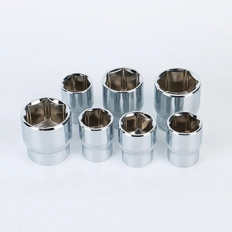 61-piece chrome vanadium steel auto repair socket wrench set with ratchets and metric sockets displayed.