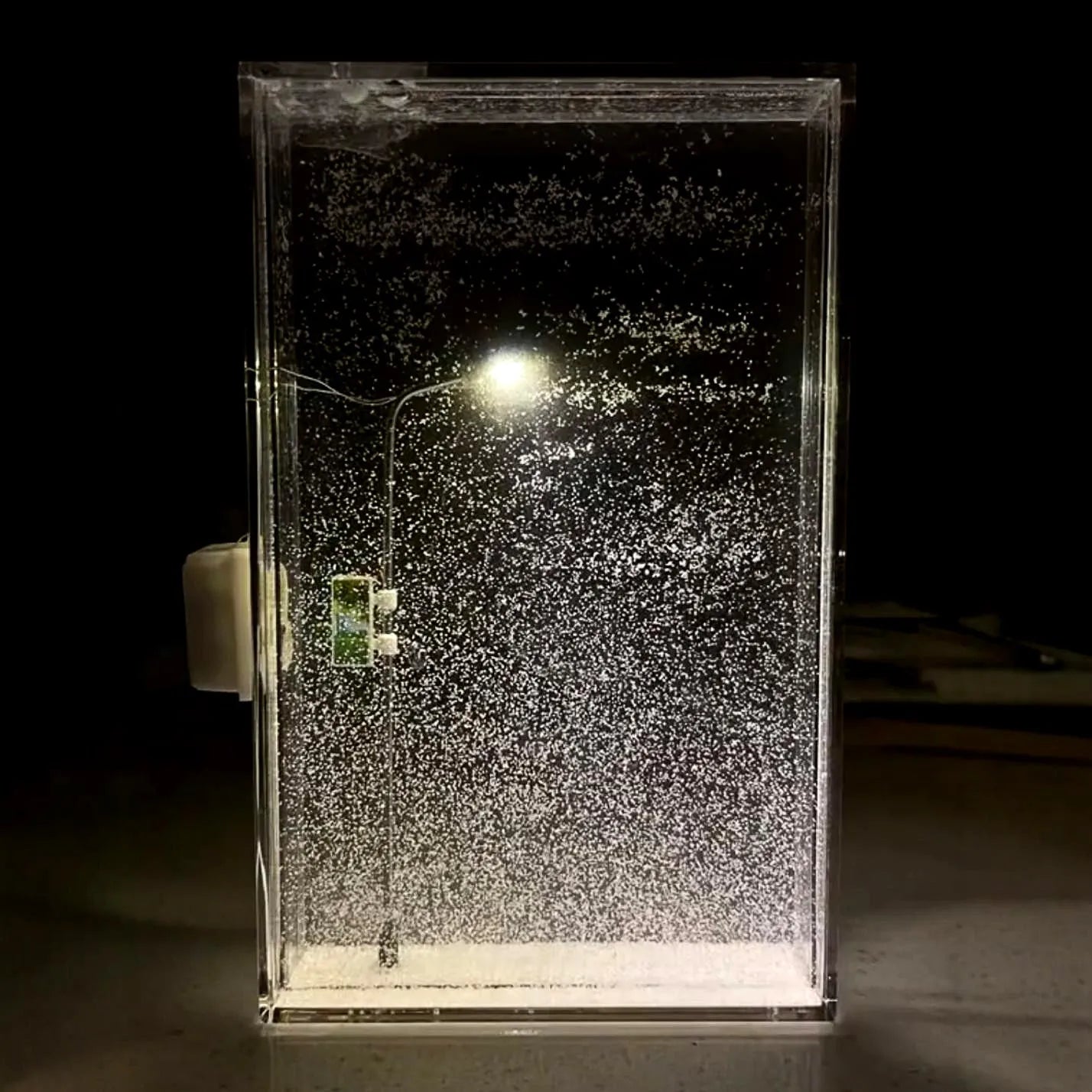 DIY snowy night light kit with LED components and craft materials for Christmas desktop decor