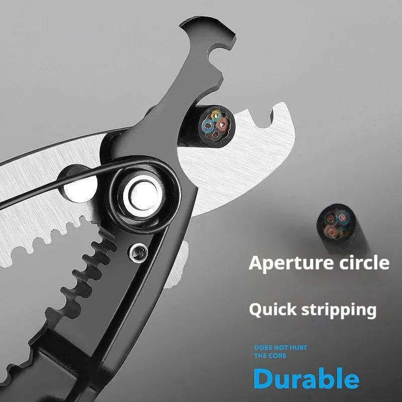 Fully automatic wire stripping pliers with 45# steel construction and high-carbon blades