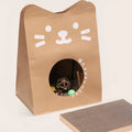 Brown washable kraft paper cat nest with integrated scratch board measuring 40x30x53cm