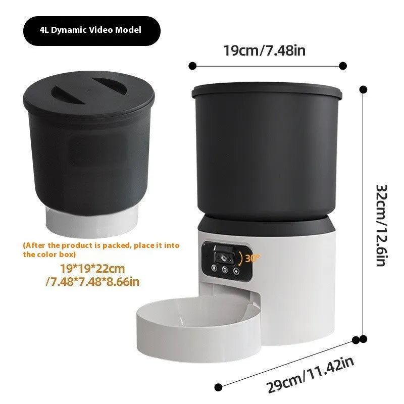4L smart pet feeder with WiFi remote monitoring and camera options for cats and dogs