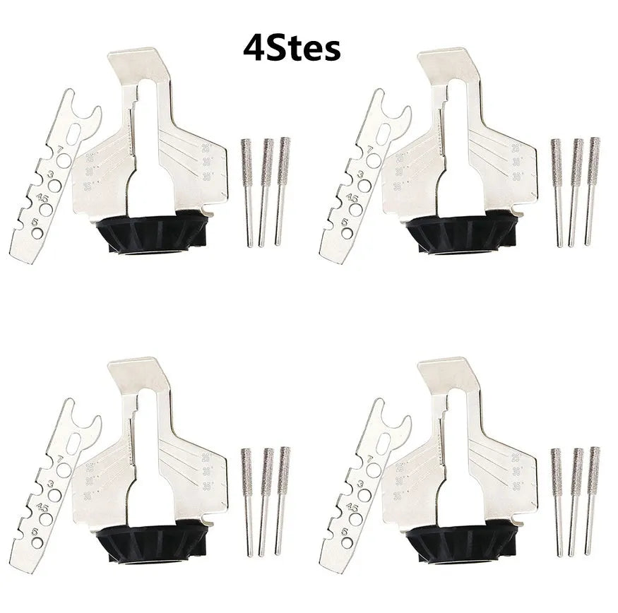 Electric chain sharpening accessories set with high speed steel attachment and ruler