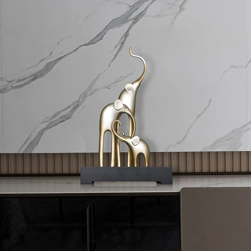 Fortune Bring Elephant decorative resin figurine in bright gold, rose gold, silver, or retro colour finish.