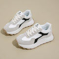 Women's platform sports running shoes in card black colour with rubber sole and front lace-up design