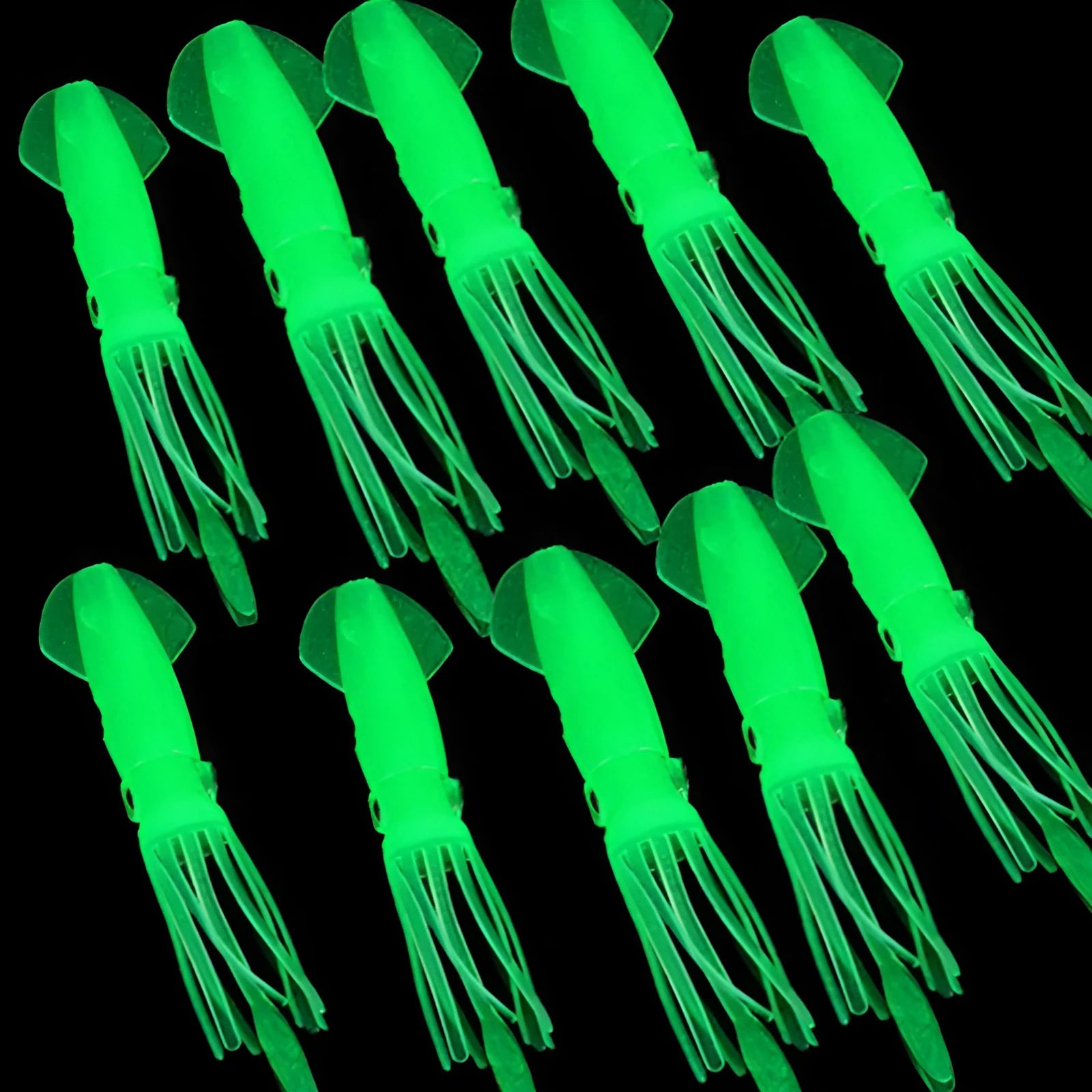 Luminous squid bait 105mm 8.5g soft plastic light green bionic shape for sea fishing