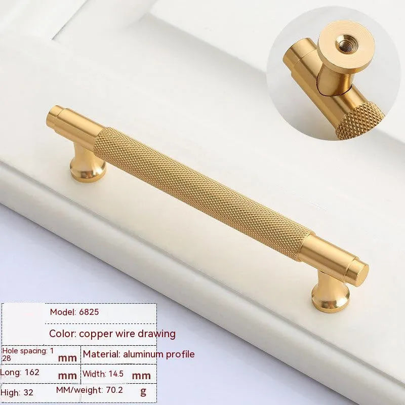 Brushed brass aluminium furniture handle with European light luxury design for cabinets
