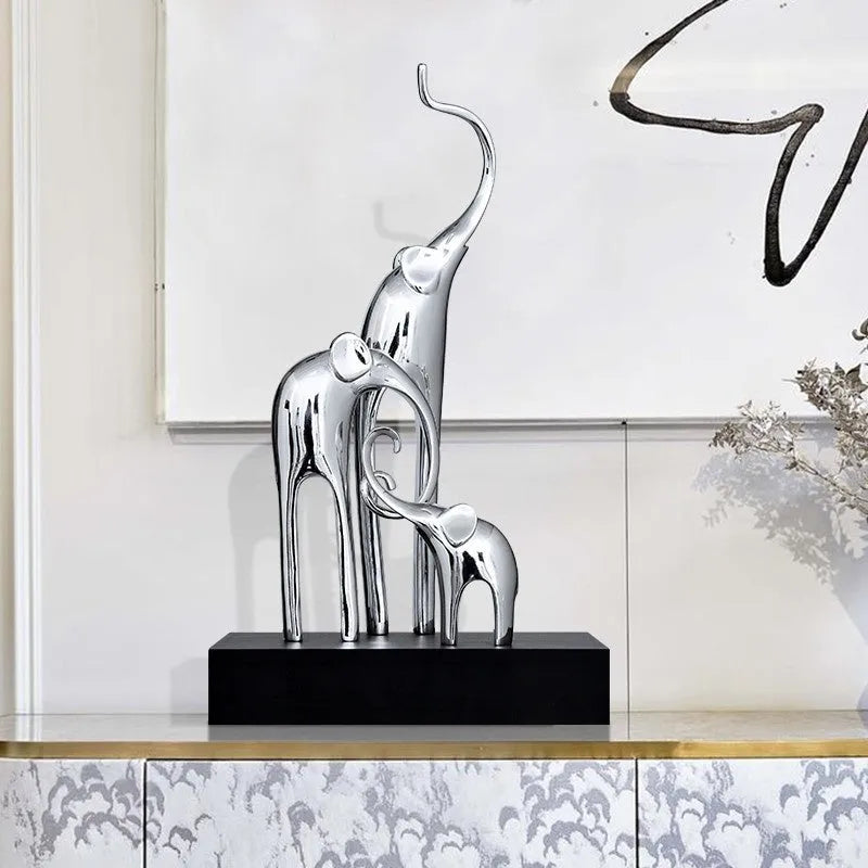 Fortune Bring Elephant decorative resin figurine in bright gold, rose gold, silver, or retro colour finish.