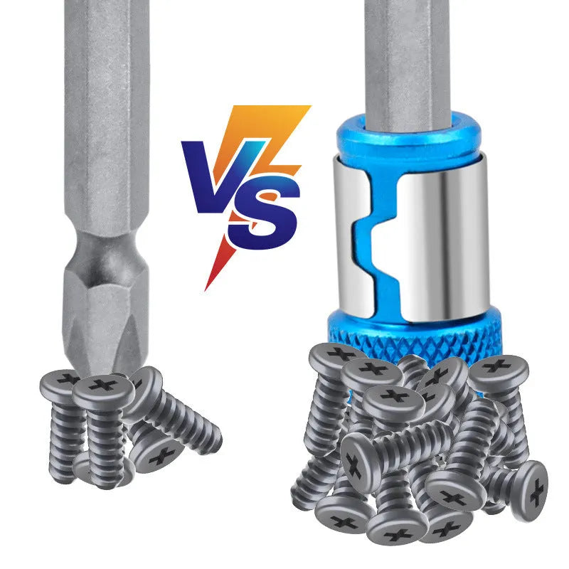 Light blue slotted screwdriver bit with magnetic ring for metric screws