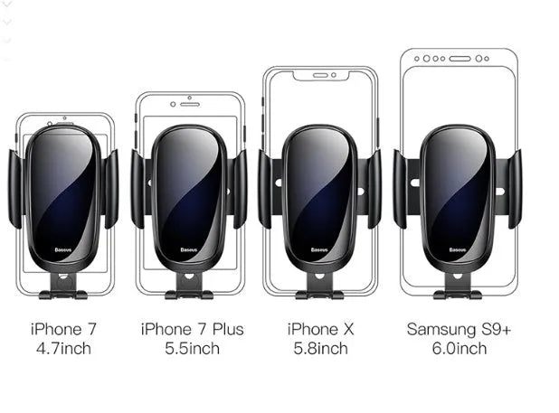 Universal smart car bracket for mobile phones with adjustable clamp dashboard mount in black, blue and silvery colours