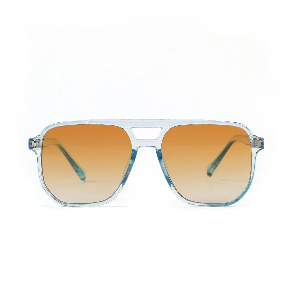 Women's square double beam sunglasses in black framed powder slice colour with UV400 protection