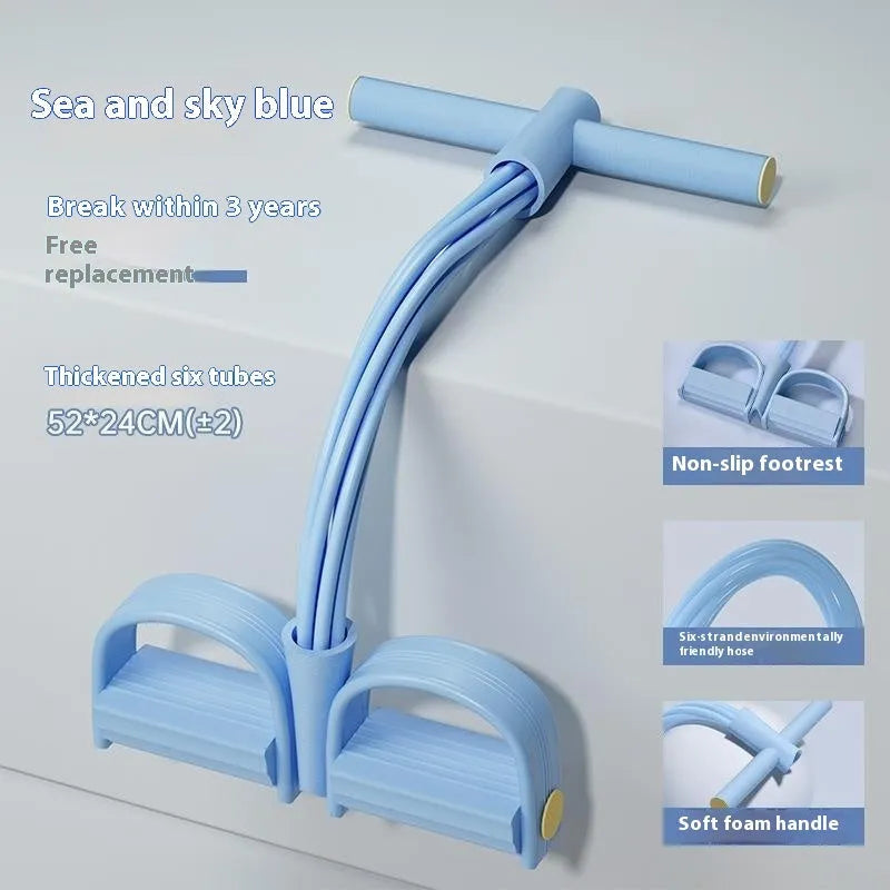 Household TPR pedal pulling rope tension device for waist and arm exercises in blue colour.