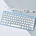 Mini USB wired keyboard in black, white, pink or blue colours with noiseless keys