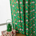 Christmas snowman angel print curtain green red festive window treatment