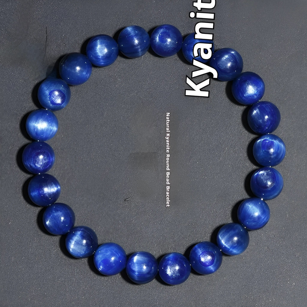 Blue crystal bracelet with geometric beads and ruyi elements in polished grade 7A crystal
