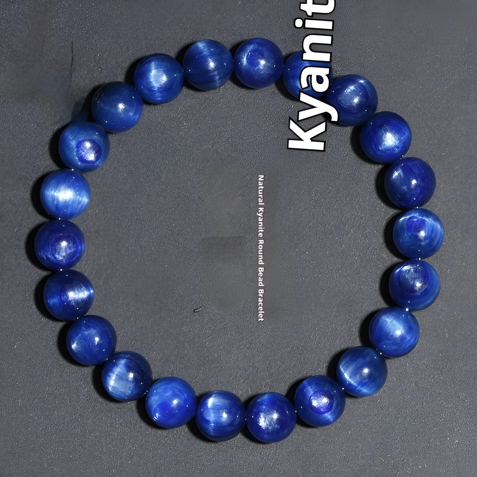 Blue crystal bracelet with geometric beads and ruyi elements in polished grade 7A crystal